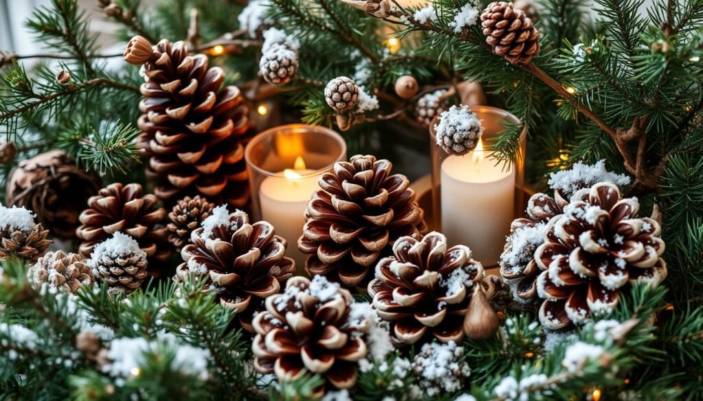 Pinecone and tree branch decorations Pinecone and tree branch decorations